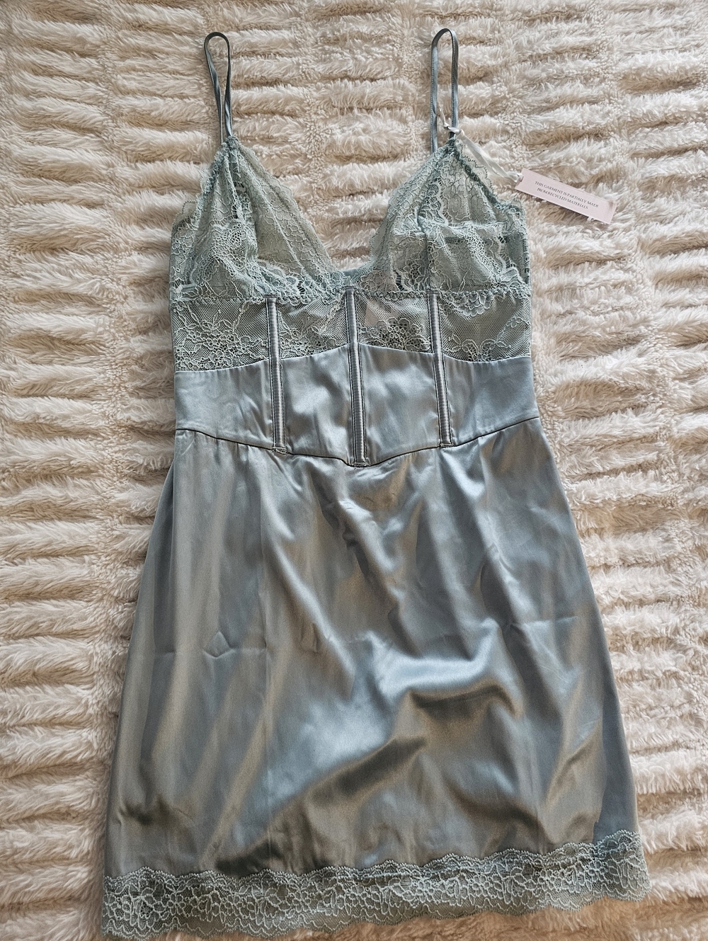 Victoria's Secret Mint Green Satin And Lace Slip